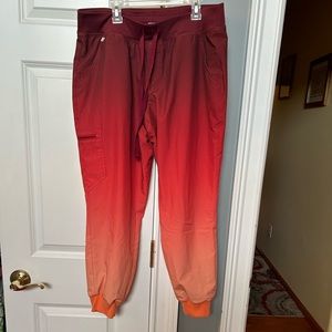 Figs ombré sunrise large petite Zamora freex lined jogger scrub pant